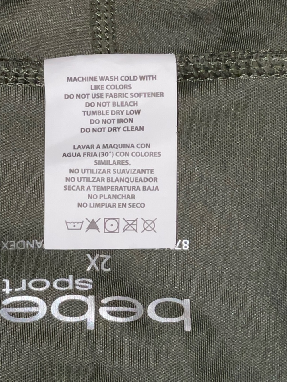 bebe olive active leggings with gold logo-size 2X - Picture 7 of 10
